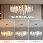 40 Zoll großer, moderner goldener Kristall-Kronleuchter in Baumzweigform, rechteckig, als Pendelleuchte für Kücheninseln im Esszimmer geeignet.