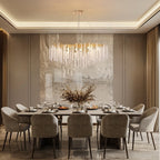 40 Zoll großer, moderner goldener Kristall-Kronleuchter in Baumzweigform, rechteckig, als Pendelleuchte für Kücheninseln im Esszimmer geeignet.