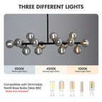 40 Zoll (ca. 102 cm) langer, linearer Kronleuchter im Mid-Century-Modern-Stil mit 16 Leuchten, goldfarbenem Messing, Sputnik-Pendelleuchte mit mattiertem Glaskugel für das Esszimmer