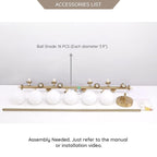 40 Zoll (ca. 102 cm) langer, linearer Kronleuchter im Mid-Century-Modern-Stil mit 16 Leuchten, goldfarbenem Messing, Sputnik-Pendelleuchte mit mattiertem Glaskugel für das Esszimmer