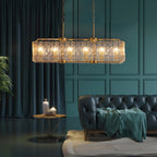 40 Zoll (ca. 102 cm) hoher, linearer, moderner Kristalllüster mit 16 Leuchten in Messing-Gold, rechteckig, für Esszimmer, Wohnzimmer und Kücheninsel