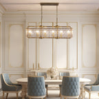 40 Zoll (ca. 102 cm) hoher, linearer, moderner Kristalllüster mit 16 Leuchten in Messing-Gold, rechteckig, für Esszimmer, Wohnzimmer und Kücheninsel