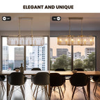 40 Zoll (ca. 102 cm) hoher, linearer, moderner Kristalllüster mit 16 Leuchten in Messing-Gold, rechteckig, für Esszimmer, Wohnzimmer und Kücheninsel