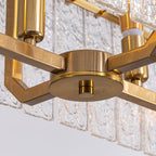 40 Zoll (ca. 102 cm) hoher, linearer, moderner Kristalllüster mit 16 Leuchten in Messing-Gold, rechteckig, für Esszimmer, Wohnzimmer und Kücheninsel