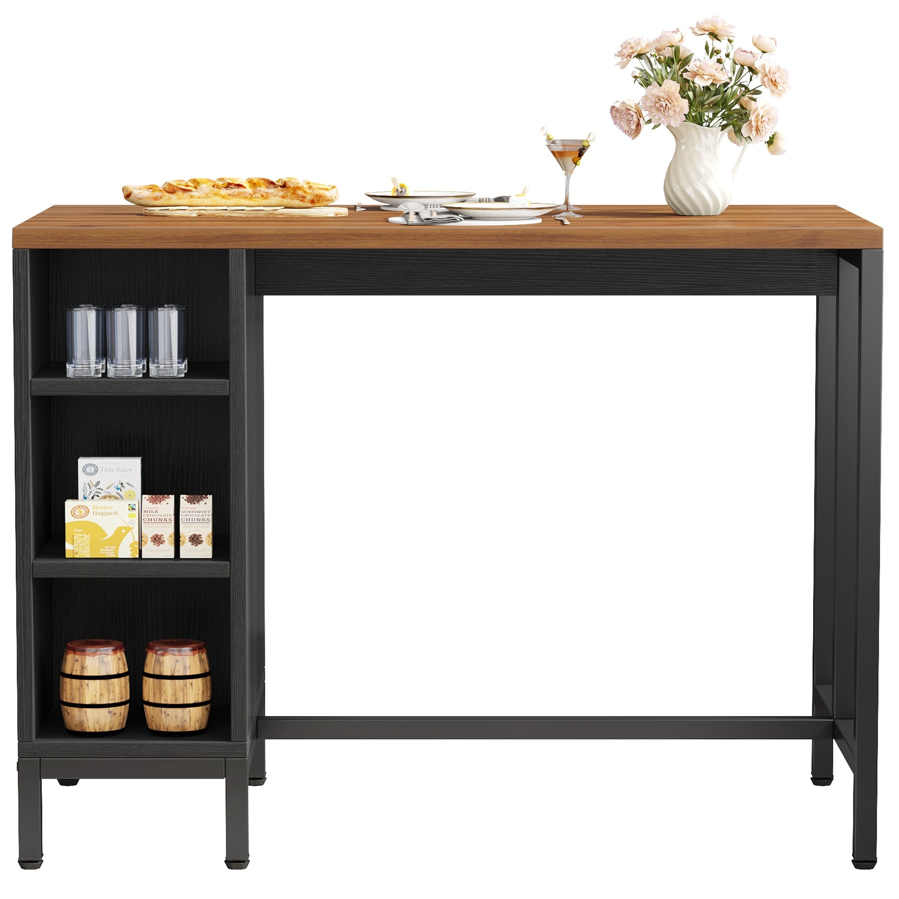 43 cm breite Kücheninsel, Küchentheke mit 5 offenen Regalen