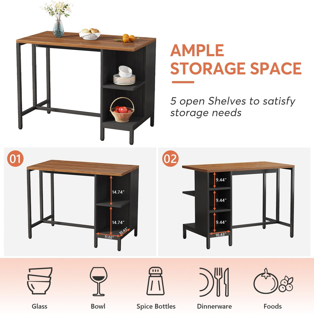 43 cm breite Kücheninsel, Küchentheke mit 5 offenen Regalen