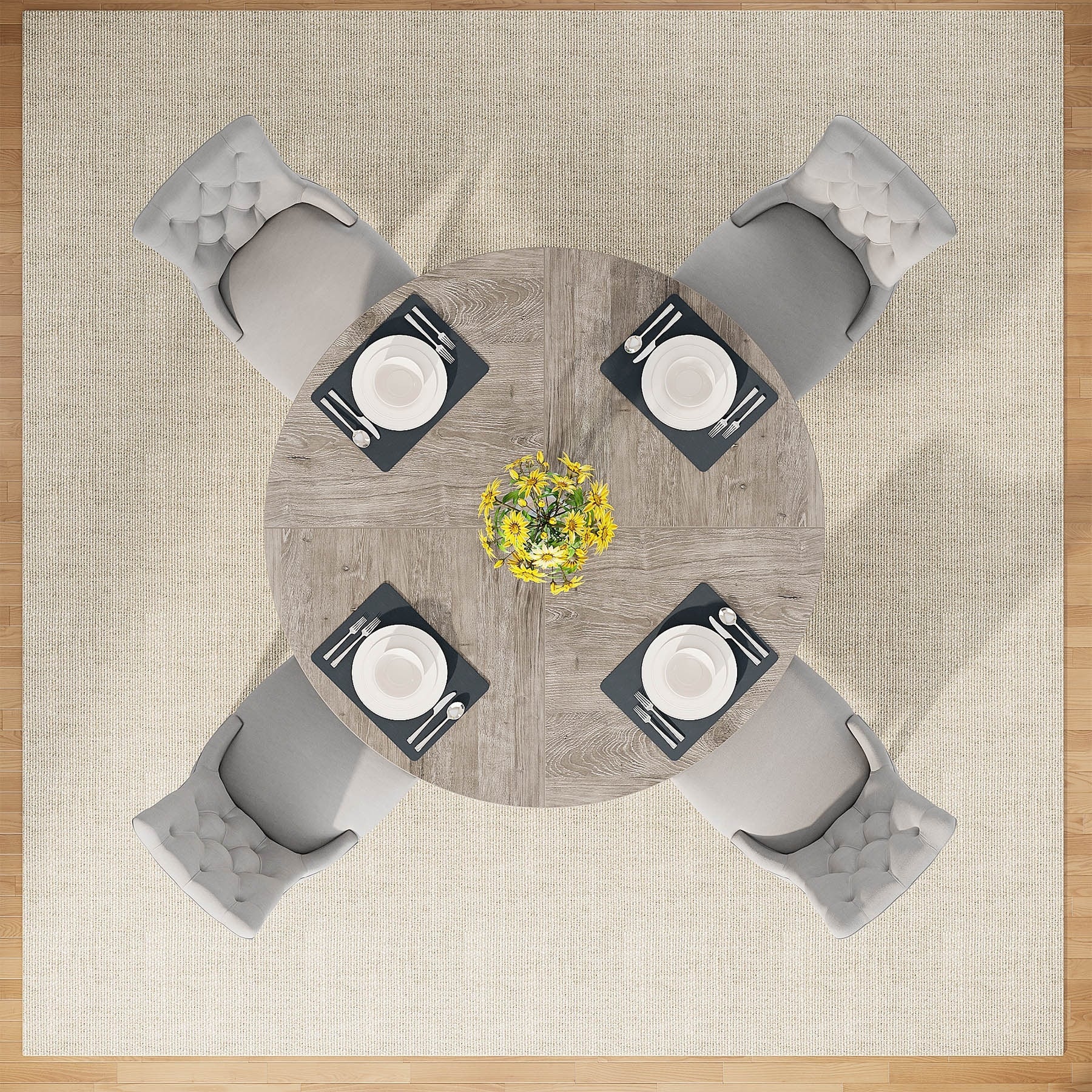 Runder Esstisch (47 cm) für 4 Personen, Landhausküchentisch, kleiner Esstisch aus Holz für Esszimmer und Wohnzimmer