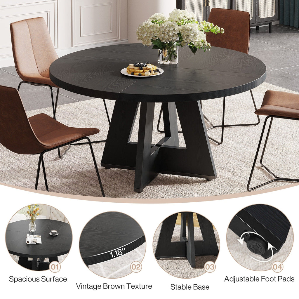 Runder Esstisch (47 cm) für 4 Personen, Landhausküchentisch, kleiner Esstisch aus Holz für Esszimmer und Wohnzimmer