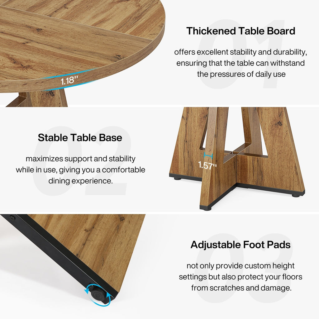 Runder Esstisch (47 cm) für 4 Personen, Landhausküchentisch, kleiner Esstisch aus Holz für Esszimmer und Wohnzimmer