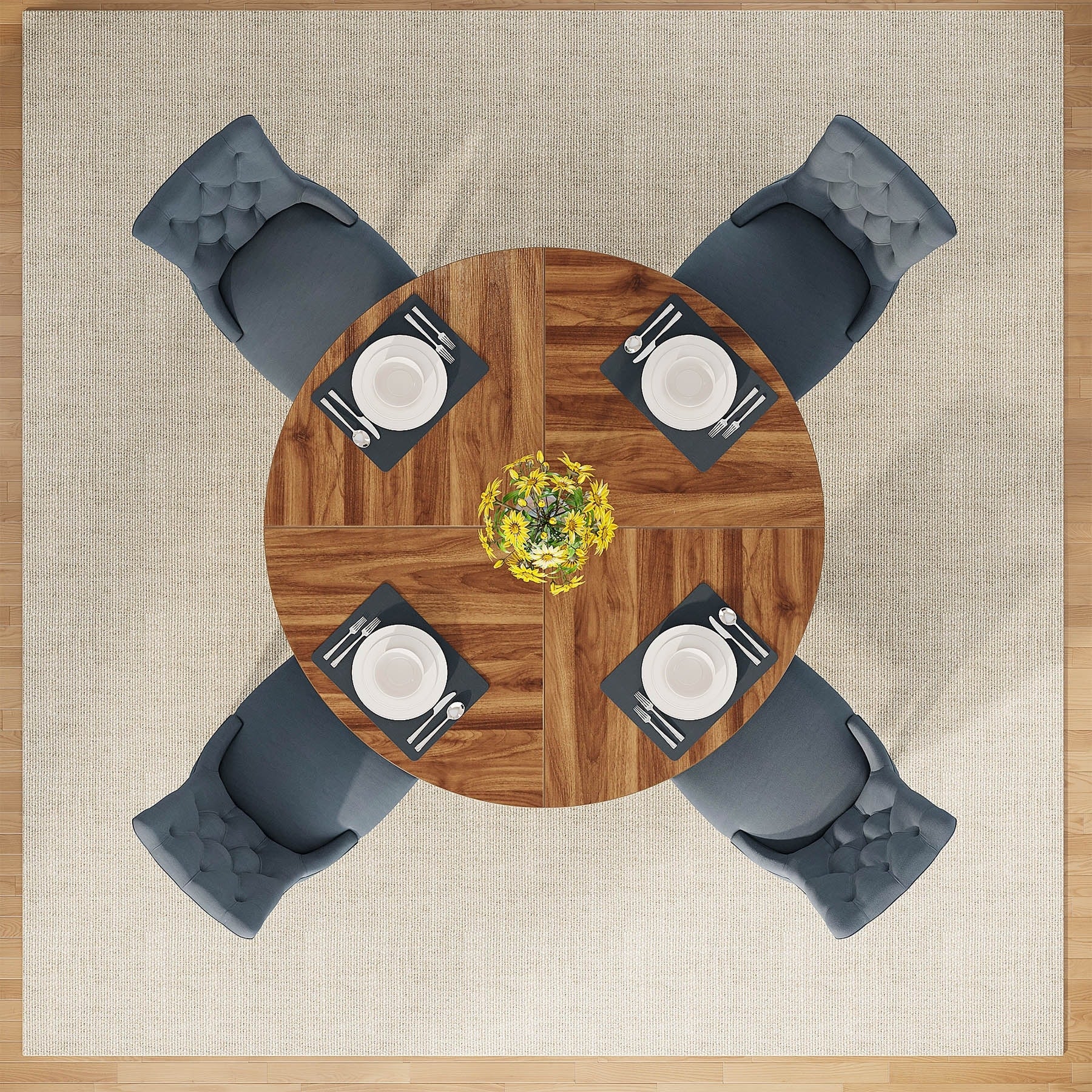 Runder Esstisch (47 cm) für 4 Personen, Landhausküchentisch, kleiner Esstisch aus Holz für Esszimmer und Wohnzimmer