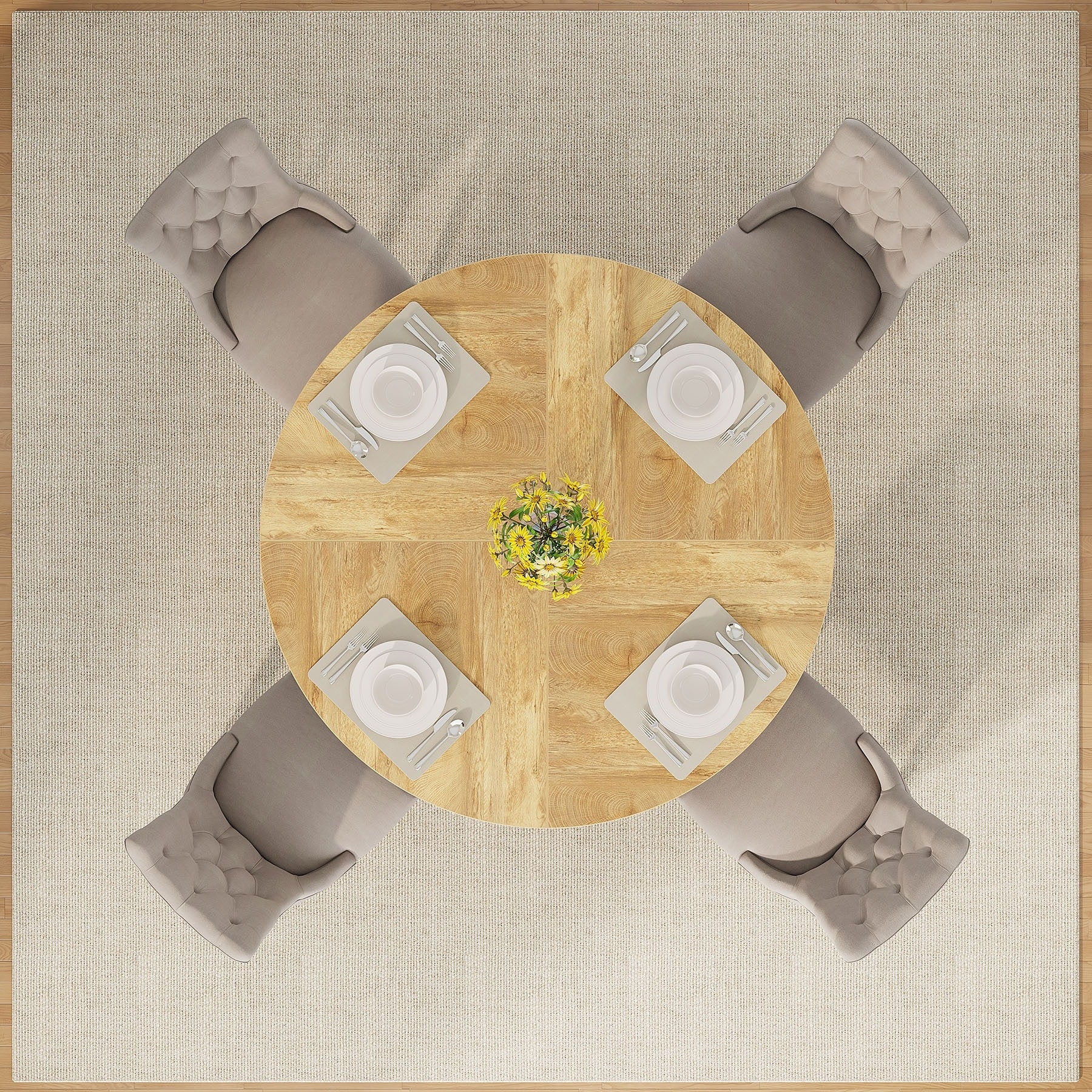 Runder Esstisch (47 cm) für 4 Personen, Landhausküchentisch, kleiner Esstisch aus Holz für Esszimmer und Wohnzimmer