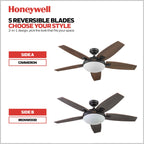 48-Zoll-Deckenventilator Honeywell Carmel mit integrierter Beleuchtung und Fernbedienung