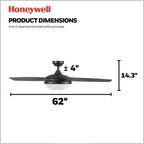 48-Zoll-Deckenventilator Honeywell Carmel mit integrierter Beleuchtung und Fernbedienung