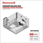 48-Zoll-Deckenventilator Honeywell Carmel mit integrierter Beleuchtung und Fernbedienung