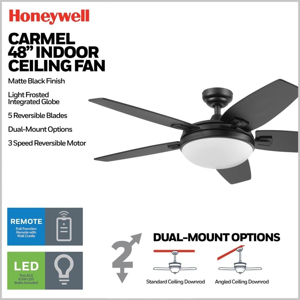 48-Zoll-Deckenventilator Honeywell Carmel mit integrierter Beleuchtung und Fernbedienung
