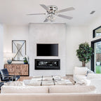 48-Zoll-Deckenventilator mit 5 Flügeln, Kristalloptik, reversibel, zur flächenbündigen Montage, inklusive Fernbedienung