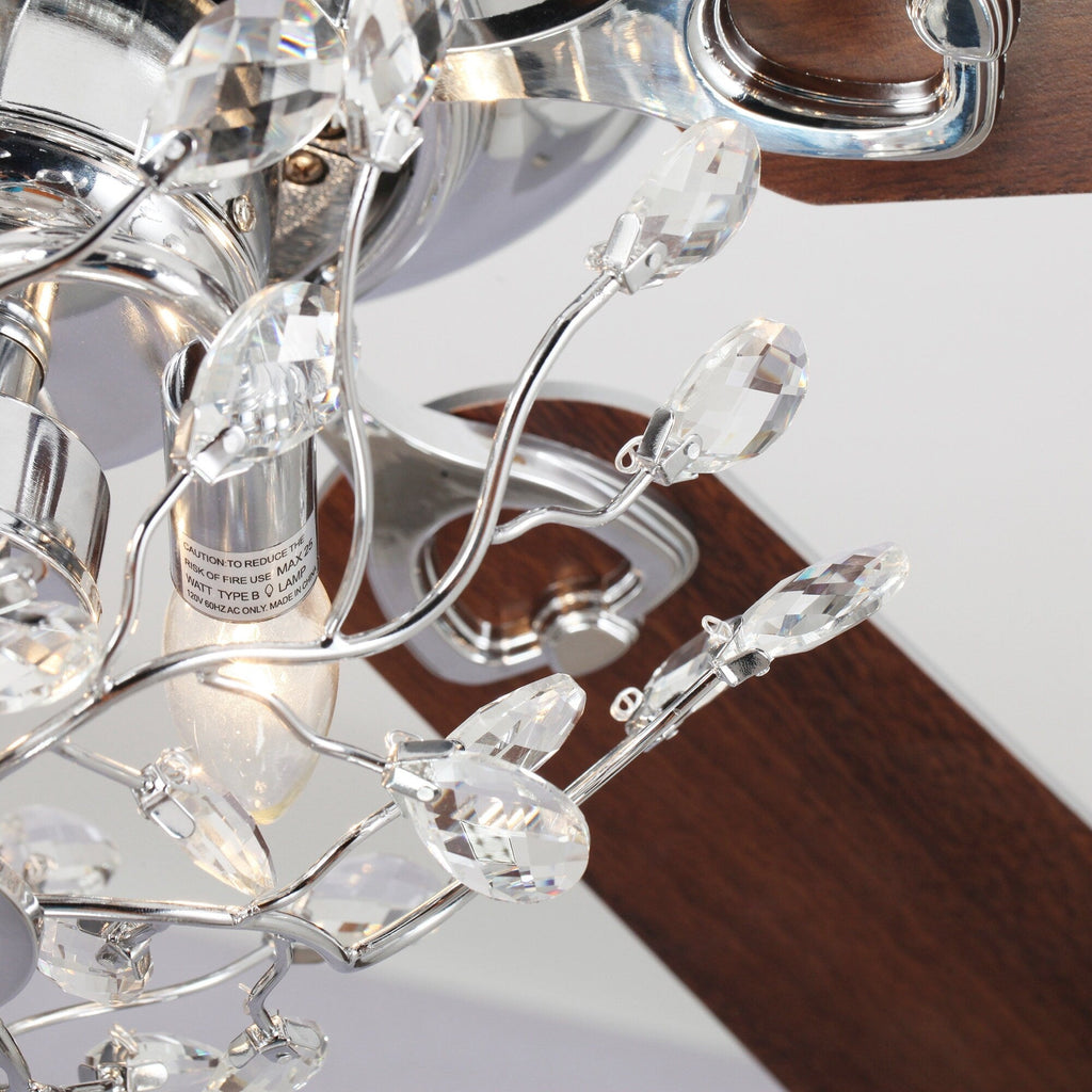 48-Zoll-Deckenventilator mit 5 Flügeln, Kristalloptik, reversibel, zur flächenbündigen Montage, inklusive Fernbedienung