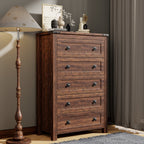 48 Zoll hohe Landhaus-Kommode aus Holz mit 5 Schubladen, Schubladenschrank fürs Schlafzimmer