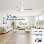 48- und 52-Zoll-LED-Deckenventilator mit integrierter Beleuchtung und Fernbedienung, reversibler Gleichstrommotor