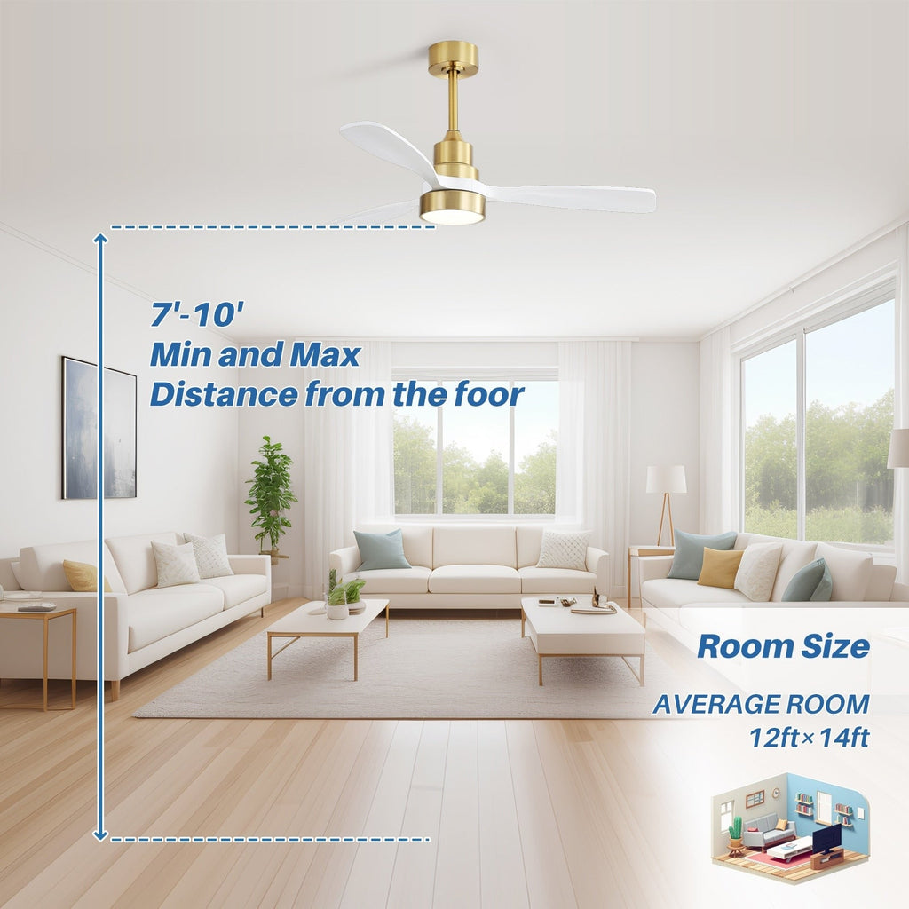 48- und 52-Zoll-LED-Deckenventilator mit integrierter Beleuchtung und Fernbedienung, reversibler Gleichstrommotor