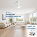 48- und 52-Zoll-LED-Deckenventilator mit integrierter Beleuchtung und Fernbedienung, reversibler Gleichstrommotor