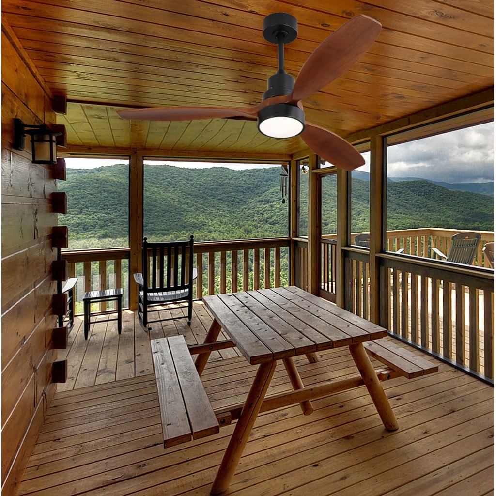 48- und 52-Zoll-LED-Deckenventilator mit integrierter Beleuchtung und Fernbedienung, reversibler Gleichstrommotor