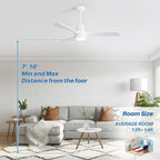 48- und 52-Zoll-LED-Deckenventilator mit integrierter Beleuchtung und Fernbedienung, reversibler Gleichstrommotor