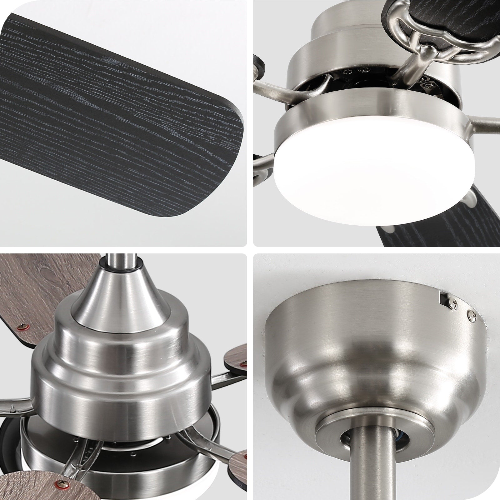 48- und 52-Zoll-LED-Deckenventilator mit integrierter Beleuchtung und Fernbedienung, reversibler Gleichstrommotor