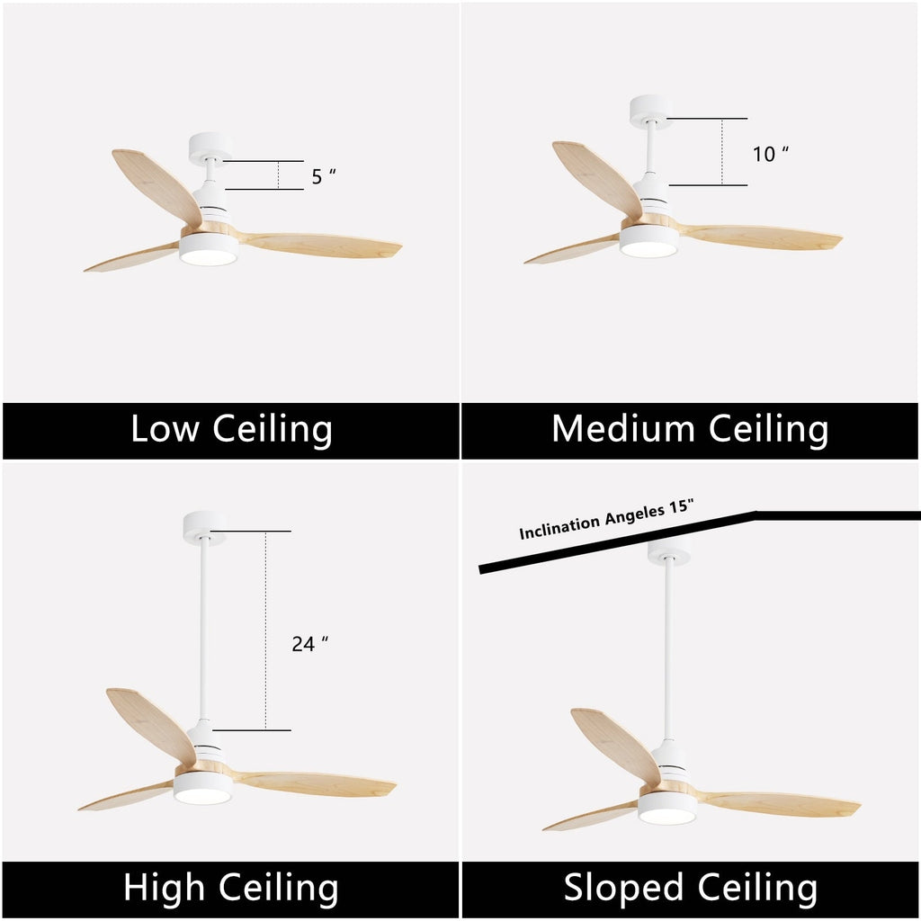 48- und 52-Zoll-LED-Deckenventilator mit integrierter Beleuchtung und Fernbedienung, reversibler Gleichstrommotor
