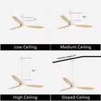 48- und 52-Zoll-LED-Deckenventilator mit integrierter Beleuchtung und Fernbedienung, reversibler Gleichstrommotor