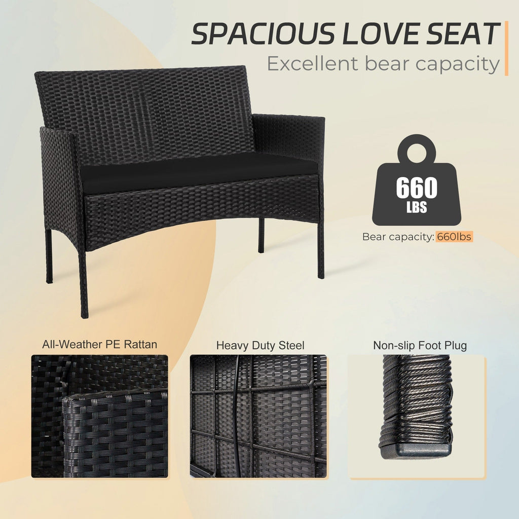 4-teiliges Gartenmöbel-Set aus Rattan, Outdoor-Rattan-Eckmöbel-Set mit Kissen