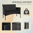 4-teiliges Gartenmöbel-Set aus Rattan, Outdoor-Rattan-Eckmöbel-Set mit Kissen