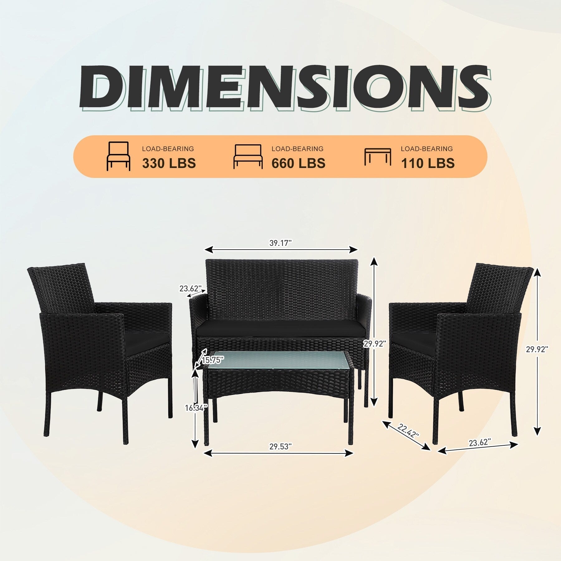 4-teiliges Gartenmöbel-Set aus Rattan, Outdoor-Rattan-Eckmöbel-Set mit Kissen