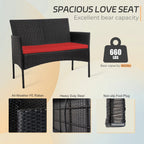 4-teiliges Gartenmöbel-Set aus Rattan, Outdoor-Rattan-Eckmöbel-Set mit Kissen