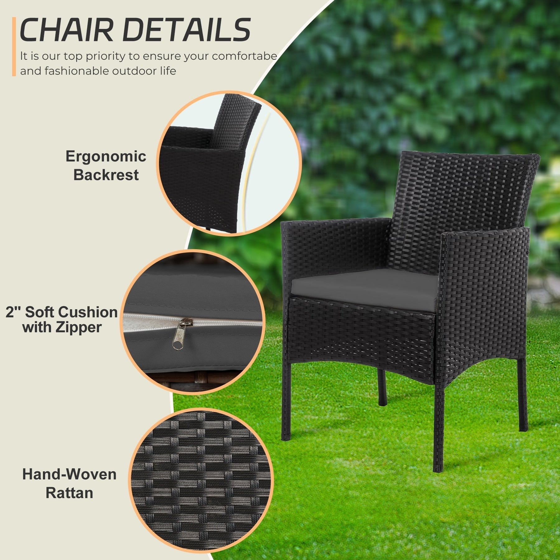 4-teiliges Gartenmöbel-Set aus Rattan, Outdoor-Rattan-Eckmöbel-Set mit Kissen