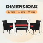 4-teiliges Gartenmöbel-Set aus Rattan, Outdoor-Rattan-Eckmöbel-Set mit Kissen