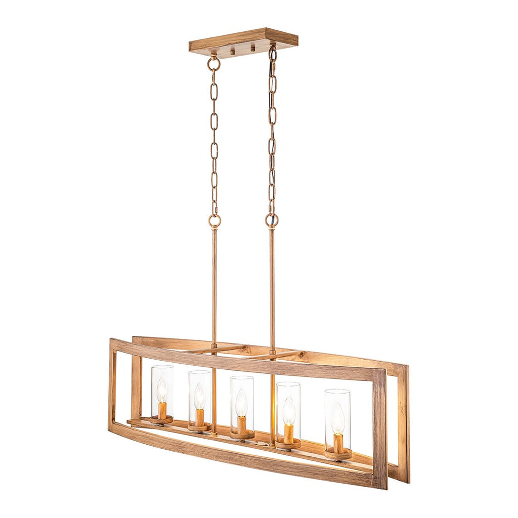 5-flammige, lineare Kücheninsel-Pendelleuchte im Mid-Century-Modern-Industriestil mit rechteckigem Glasrand im Vintage-Stil