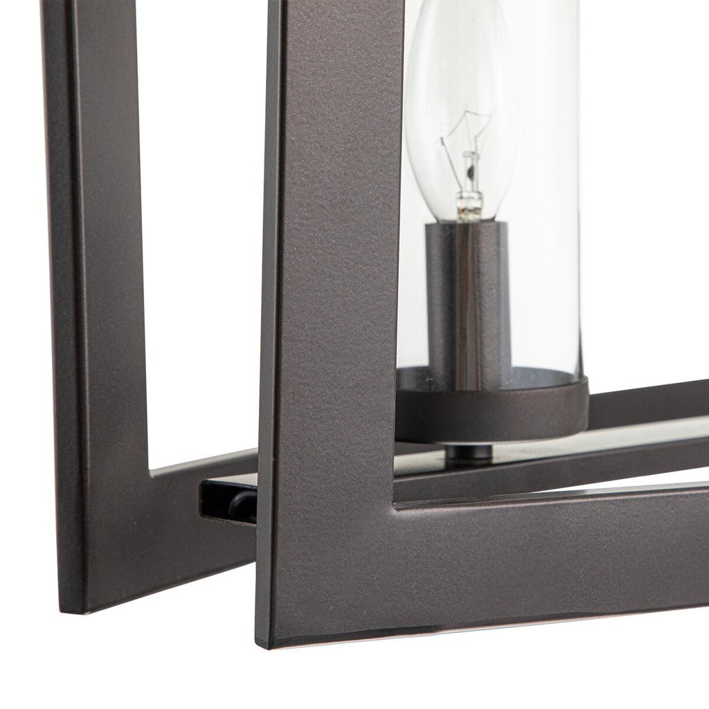 5-flammige, lineare Kücheninsel-Pendelleuchte im Mid-Century-Modern-Industriestil mit rechteckigem Glasrand im Vintage-Stil