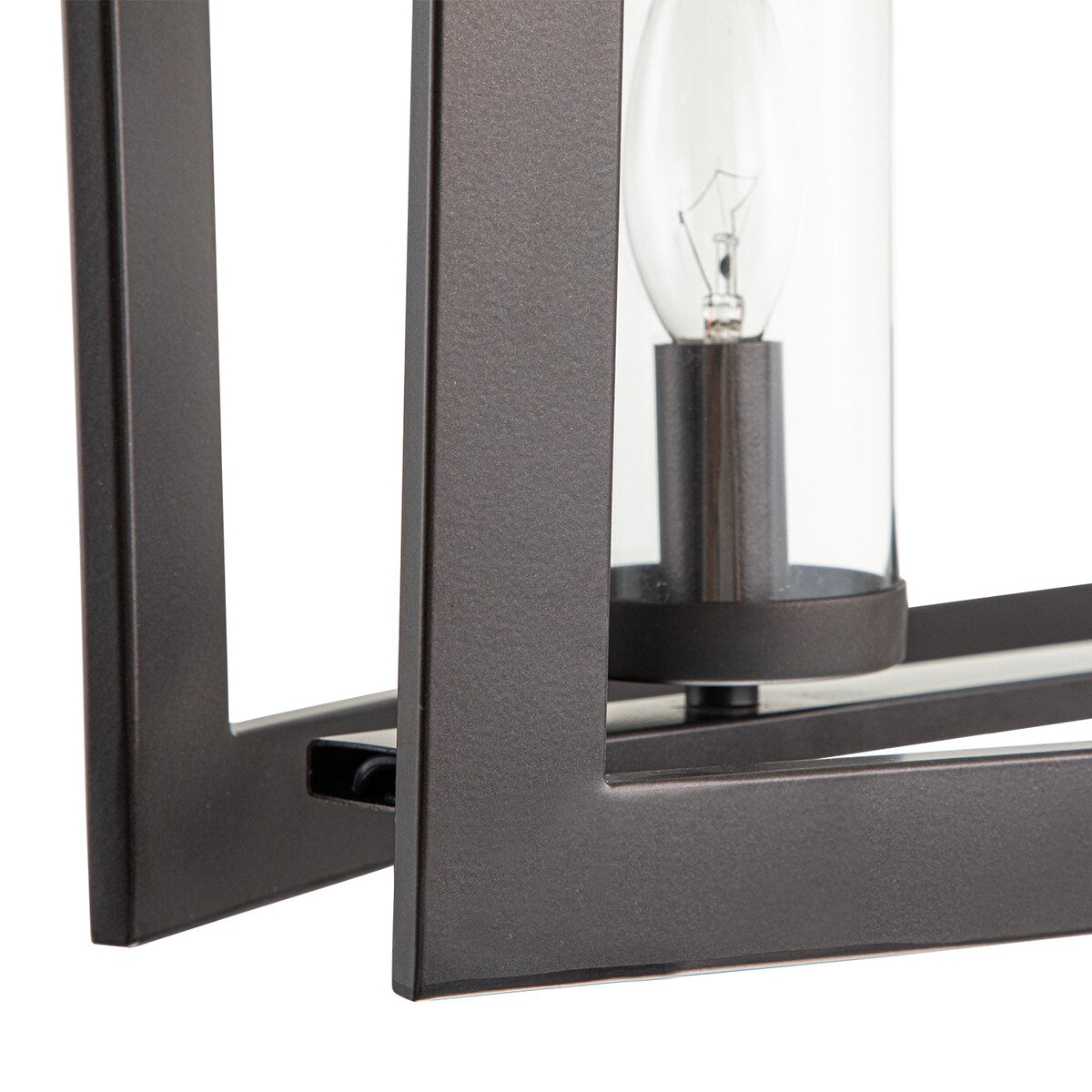 5-flammige, lineare Kücheninsel-Pendelleuchte im Mid-Century-Modern-Industriestil mit rechteckigem Glasrand im Vintage-Stil