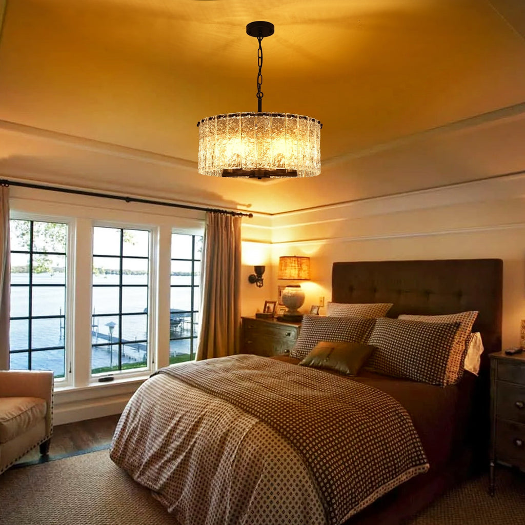 Moderner, runder 5-flammiger Kronleuchter, klassischer, halbaufgesetzter Kronleuchter, Pendelleuchte für Kücheninseln im Esszimmer