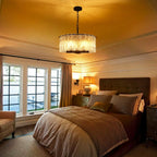 Moderner, runder 5-flammiger Kronleuchter, klassischer, halbaufgesetzter Kronleuchter, Pendelleuchte für Kücheninseln im Esszimmer