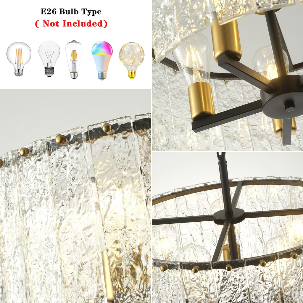 Moderner, runder 5-flammiger Kronleuchter, klassischer, halbaufgesetzter Kronleuchter, Pendelleuchte für Kücheninseln im Esszimmer