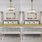 Moderner, runder 5-flammiger Kronleuchter, klassischer, halbaufgesetzter Kronleuchter, Pendelleuchte für Kücheninseln im Esszimmer