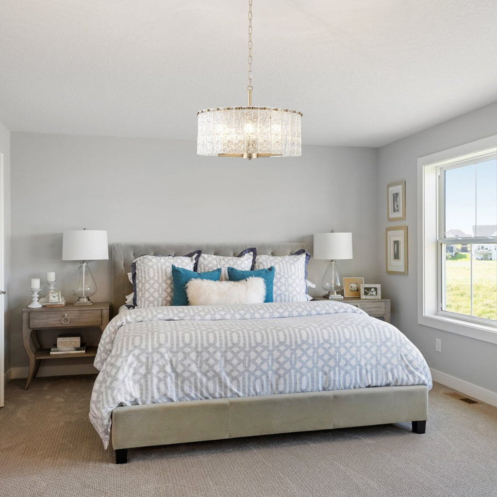 Moderner, runder 5-flammiger Kronleuchter, klassischer, halbaufgesetzter Kronleuchter, Pendelleuchte für Kücheninseln im Esszimmer