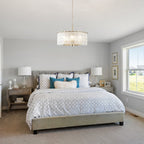 Moderner, runder 5-flammiger Kronleuchter, klassischer, halbaufgesetzter Kronleuchter, Pendelleuchte für Kücheninseln im Esszimmer