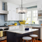 Moderner, runder 5-flammiger Kronleuchter, klassischer, halbaufgesetzter Kronleuchter, Pendelleuchte für Kücheninseln im Esszimmer