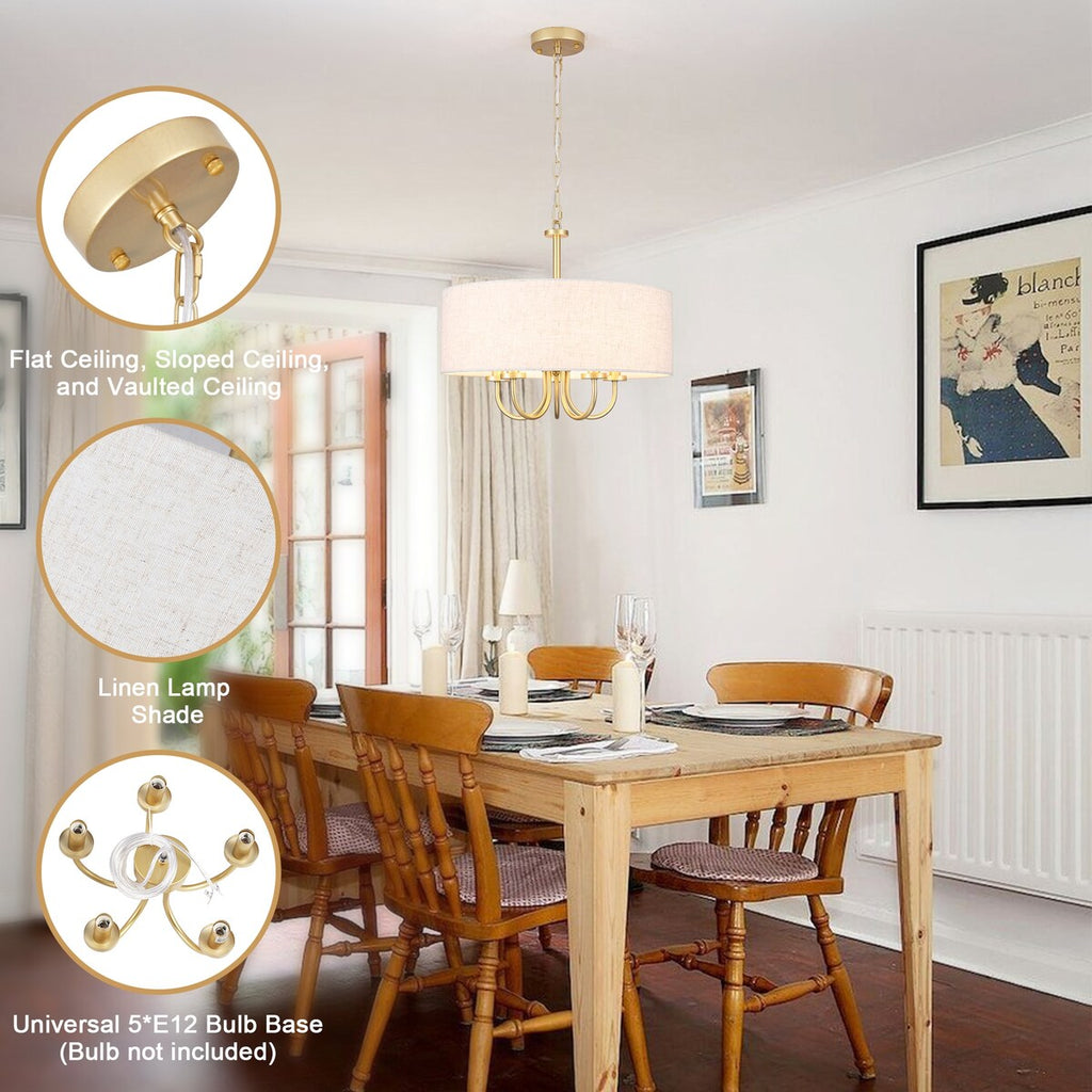 Moderne, 5-flammige Deckenleuchte zur halben Deckenmontage für Esszimmer, Schlafzimmer und Wohnzimmer - Nicht verfügbar