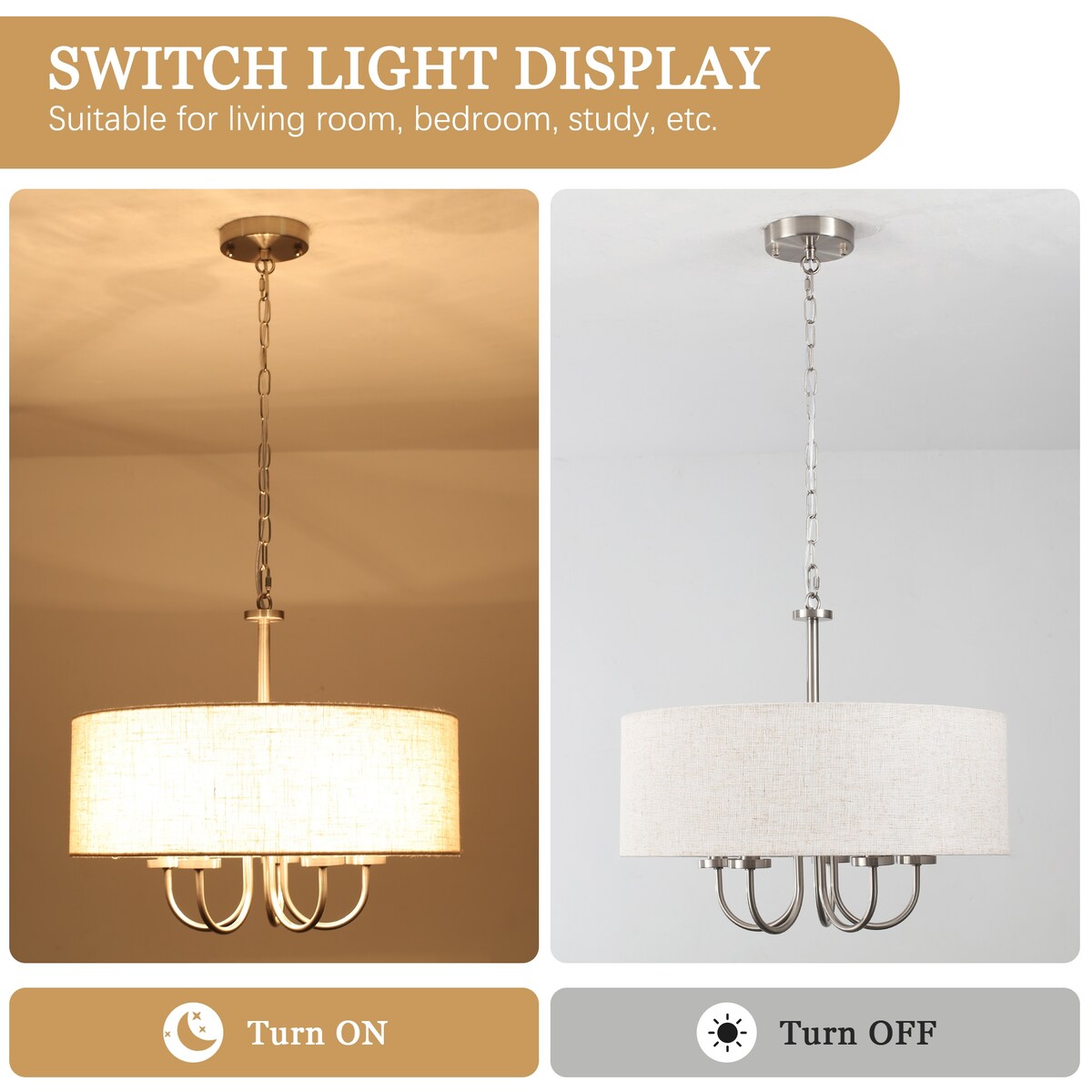 Moderne, 5-flammige Deckenleuchte zur halben Deckenmontage für Esszimmer, Schlafzimmer und Wohnzimmer - Nicht verfügbar