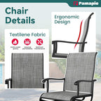 5-teiliges Essset aus Metall für den Außenbereich mit quadratischem Tisch und drehbaren Textilene-Stühlen