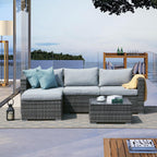 5-teiliges Outdoor-Ecksofa-Set aus Rattan mit Kissen